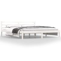 Bedframe massief grenenhout 180x200 cm wit - thumbnail