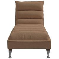 Chaise longue met kussens stof bruin - thumbnail