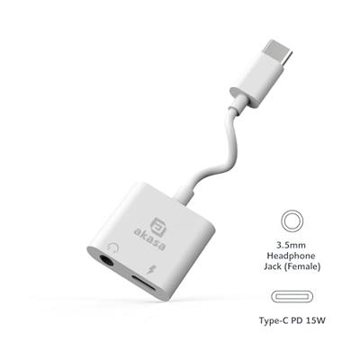 Akasa AK-CBCA30-08WH tussenstuk voor kabels USB Type-C USB Type-C +3.5mm Jack Wit