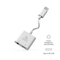 Akasa AK-CBCA30-08WH tussenstuk voor kabels USB Type-C USB Type-C +3.5mm Jack Wit - thumbnail