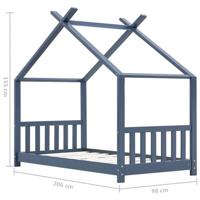 Kinderbedframe massief grenenhout grijs 90x200 cm - thumbnail
