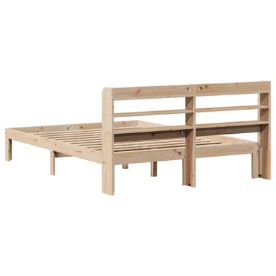 Bedframe met hoofdbord massief grenenhout 140x190 cm - thumbnail
