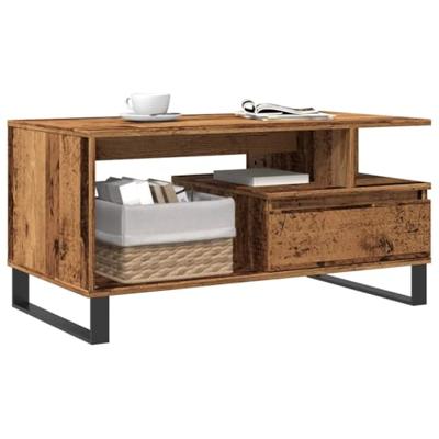Salontafel 90x49x45 cm bewerkt hout oud houtkleurig