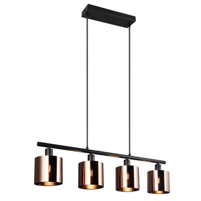 Trio 4-lichts hanglampJason zwart met koper brons - R36304064