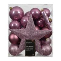 Kerstbal kunststof d8 cm pink 33 st Decoris - Decoris - thumbnail