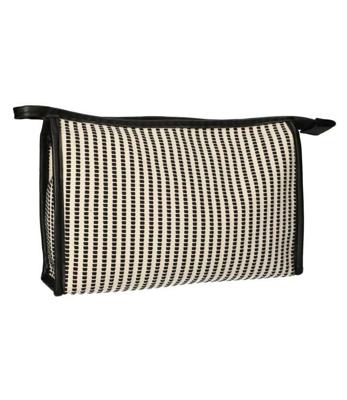 Traveller Toilettas stripe zwart creme 30x20cm