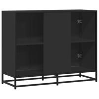 Dressoir 94x35x76 cm bewerkt hout zwart - thumbnail