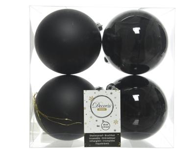 Kerstballen plastic glans-mat dia 10 cm zwart - Decoris