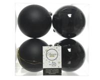 Kerstballen plastic glans-mat dia 10 cm zwart Kerst Decoris - Decoris - thumbnail