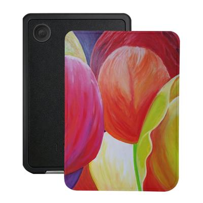 Lunso Kobo Clara BW / Clara Colour hoesje (6 inch) - Vegan Saffiano Leren Sleep Cover - Tulpen