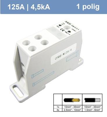 SEP 1polig 125A 4,5kA (1x in, 4x uit)