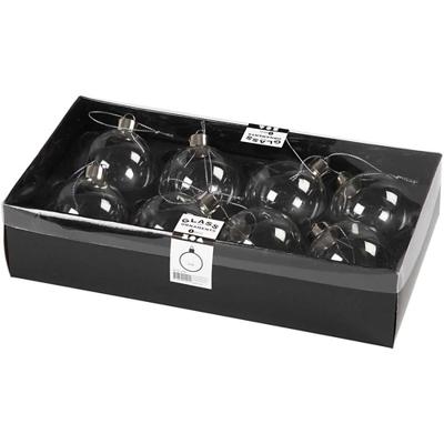 Creativ Company Glazen ornamenten, h: 6,9 cm, d 5,9 cm, transparant, 8 stuk/ 1 doos