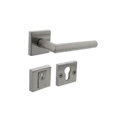 Intersteel set achterdeurbeslag vierkant: deurkruk Jura, massieve rozetten, SKG3 veiligheidsrozetten - RVS