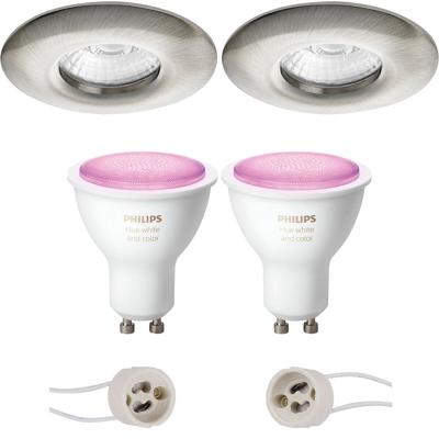Philips Hue LED Spot Set GU10 - Waterdicht IP65 - Mat Nikkel - Ø82mm - Bluetooth