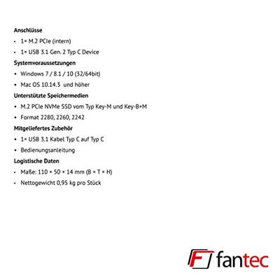 Fantec NVMe31 zwart SSD-behuizing USB 3.1 - thumbnail