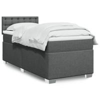 Boxspring met matras stof donkergrijs 90x190 cm - thumbnail