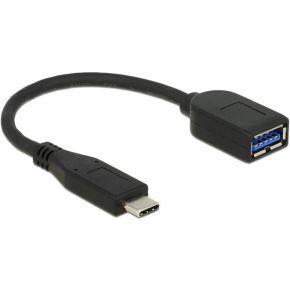Delock 65684 USB-C-kabel USB-C stekker, USB-A bus 0.10 m Zwart