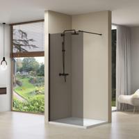 Inloopdouche Van Rijn ST01 Met Stabilisatiestang 100x200 cm Rookglas 8 mm Mat Zwart van Rijn - thumbnail