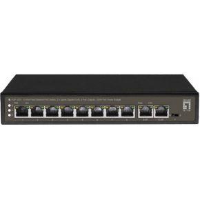 LevelOne FGP-1031 Fast-Ethernet-PoE-switch met 10 poorten, 2 x uplink Gigabit RJ45, 8 PoE-uitgangen, 120 W PoE-vermogensbudget