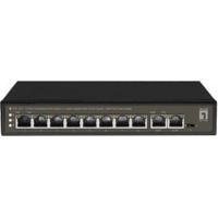 LevelOne FGP-1031 Fast-Ethernet-PoE-switch met 10 poorten, 2 x uplink Gigabit RJ45, 8 PoE-uitgangen, 120 W PoE-vermogensbudget - thumbnail