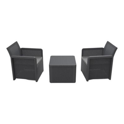 Tafelset met 2 fauteuils Shaf Antraciet 57 X 57 X 42 CM (3 Onderdelen)