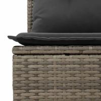 5-delige Loungeset met kussens poly rattan grijs - thumbnail