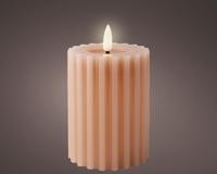 LED kaars wax ribbel Licht Roze H12,3cm - thumbnail