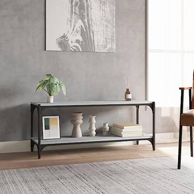 Tv-meubel 100x33x41 cm bewerkt hout en staal grijs sonoma eiken