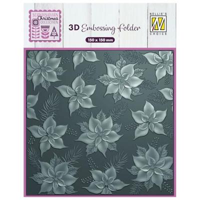 Nellie's Choice • 3d embossing folder achtergrond kerstster 15x15cm