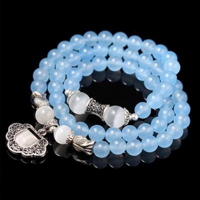 Fashion Jewelry accessoire granaat kralen armband (Aquamarine & levensduur Lock)