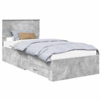 Bedframe met hoofdeinde Beton Grijs 90 x 190 cm Bewerkt hout - thumbnail