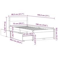 Bedframe zonder matras massief grenenhout wasbruin 75x190 cm - thumbnail
