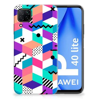 Huawei P40 Lite | TPU Hoesje | Blokken Kleurrijk