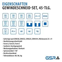 GSR 00708080 Schroefdraadsnijderset 45-delig HSS-G Metrisch M3 - M12 - thumbnail