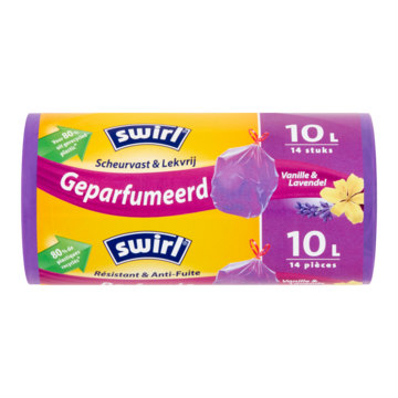 Swirl pedaalemmerzakken met trekband geparfumeerd vanille-lavendel 10l 14 stuks