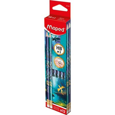 Grafietpotlood maped dragon hb met gum 12 stuks