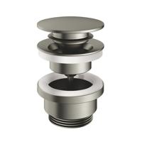 Clickwaste Hotbath Cobber Afvoerplug met Schroef Rond Geborsteld Nikkel - thumbnail