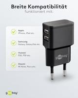 Goobay USB lader haaks dubbel 2,4A zwart - 9550140 - thumbnail