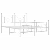 Bedframe met hoofd- en voeteneinde metaal wit 140x190 cm - thumbnail
