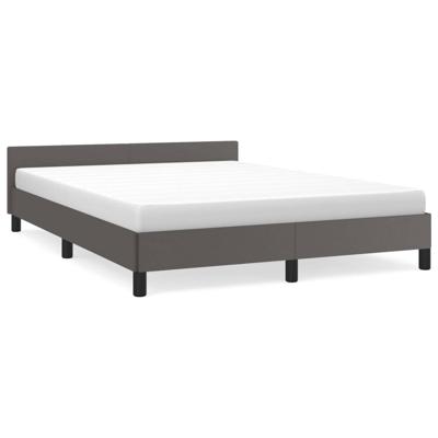 Bedframe met hoofdbord kunstleer grijs 140x190 cm Bedframe met hoofdbord kunstleer grijs 140x190 cm