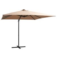 VidaXL Zweefparasol met led en stalen paal 250x250 cm taupe - thumbnail