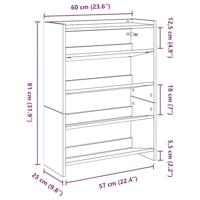 Schoenenrek 80x25x61,5 cm bewerkt hout gerookt eikenkleurig - thumbnail