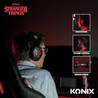 Over-ear gamingheadset - Bedraad - Konix - Stranger Things - PC, PS5, Switch 2 en Xbox - Microfoon - 1,5 m kabel