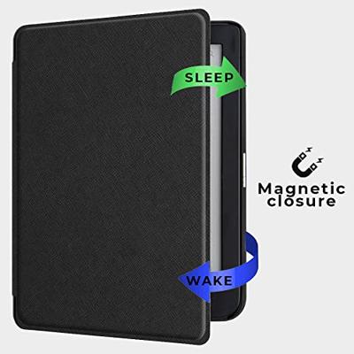 Lunso Kobo Clara HD hoes (6 inch) - Vegan Saffiano Leren sleepcover - Zwart