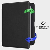 Lunso Kobo Clara HD hoes (6 inch) - Vegan Saffiano Leren sleepcover - Zwart - thumbnail