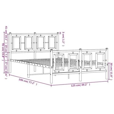 Bedframe met hoofd- en voeteneinde metaal wit 120 x 190 cm - thumbnail