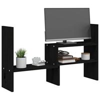VidaXL Monitorstandaard (39-72)x17x43 cm massief grenenhout zwart - thumbnail