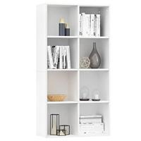 Boekenkast/dressoir 66x30x130 cm bewerkt hout wit - thumbnail