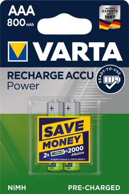 Varta AAA accu 800mA blister 2 R2U