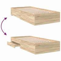 Bedframe Bruin 90 x 190 cm Bewerkt hout - thumbnail